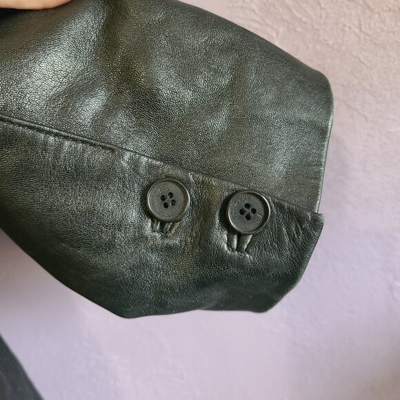 Kenneth Cole Reaction Y2K Soft Black Leather Lined Jacket Blazer Women's L - Picture 5 of 11